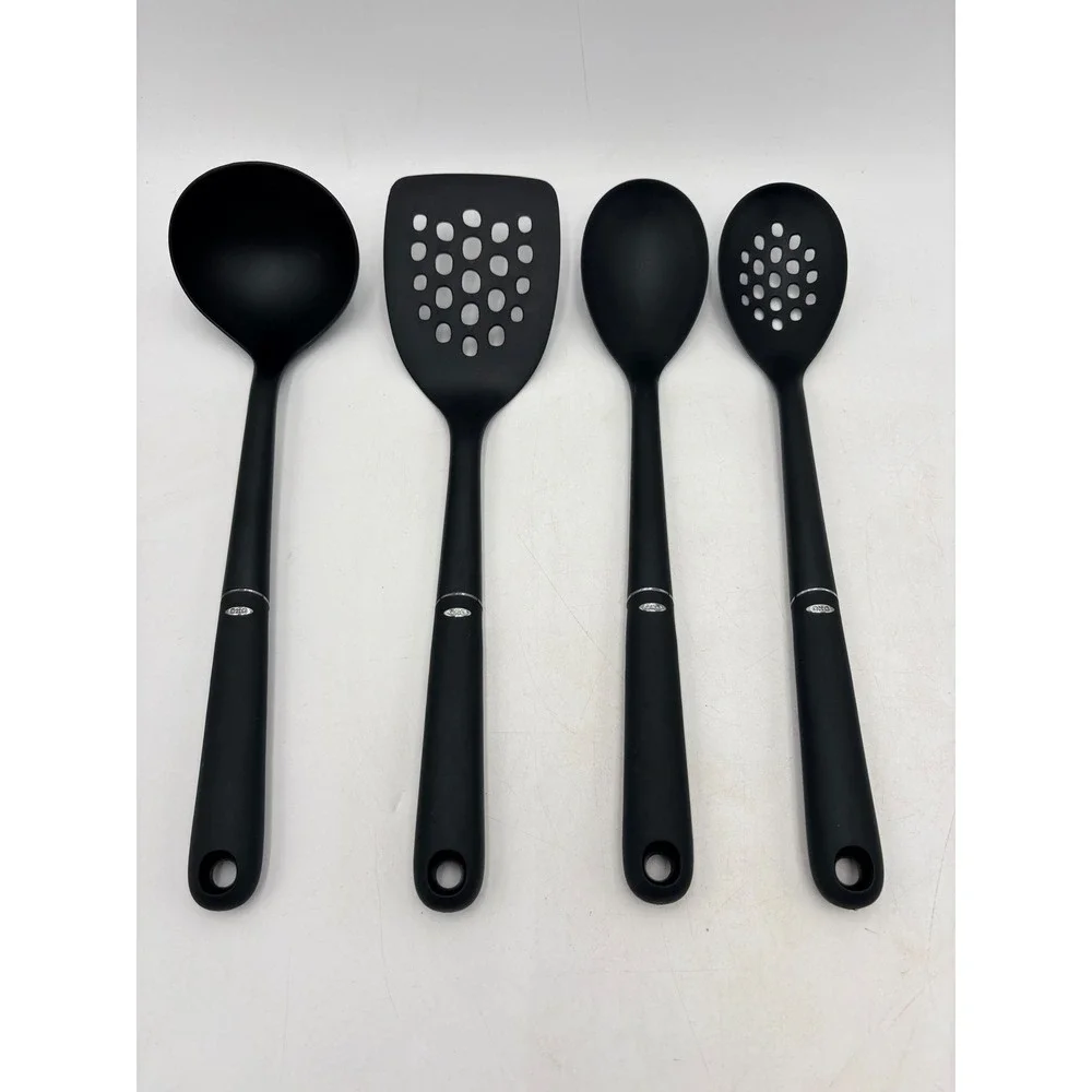 OXO Good‎ Grips 4 Piece Nylon Kitchen Tool Set Black Ladle Spatula Spoons